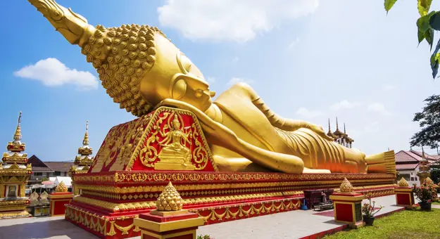 Reclining Buddha statue, Wat Pha That Luang, Vientiane, Laos