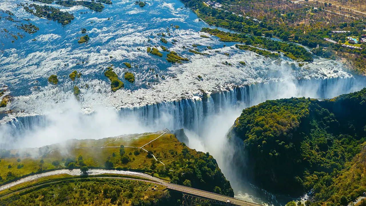 Aerial Shot of Victoria Falls in Zimbabwe