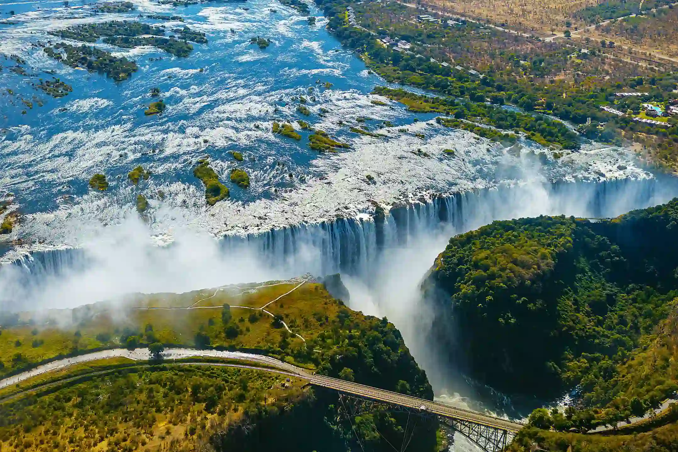 Aerial Shot of Victoria Falls in Zimbabwe