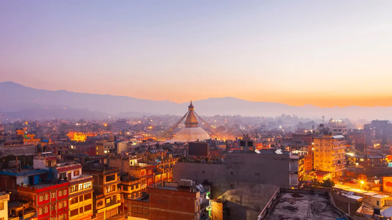 Sunset At The Boudhanath Stupa Kathmandu Nepal