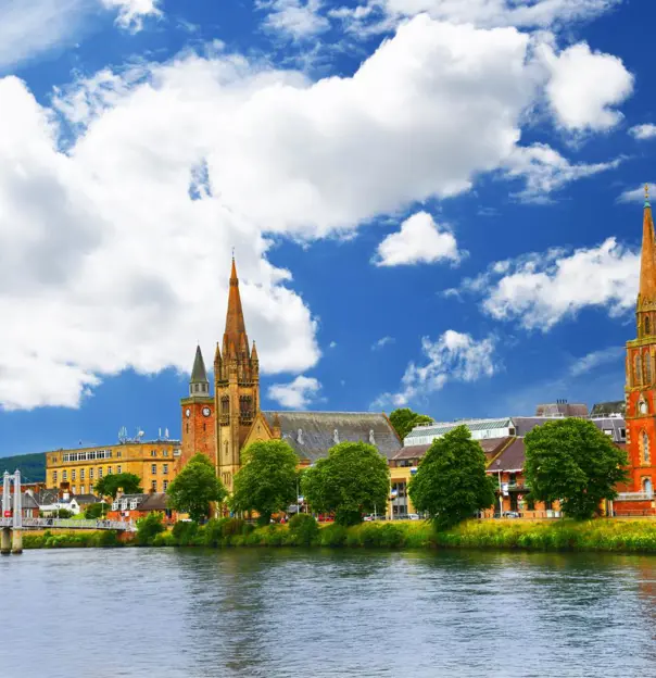 Grieg Street Bridge and Free North Church, Inverness