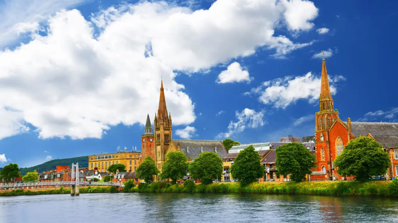 Grieg Street Bridge and Free North Church, Inverness