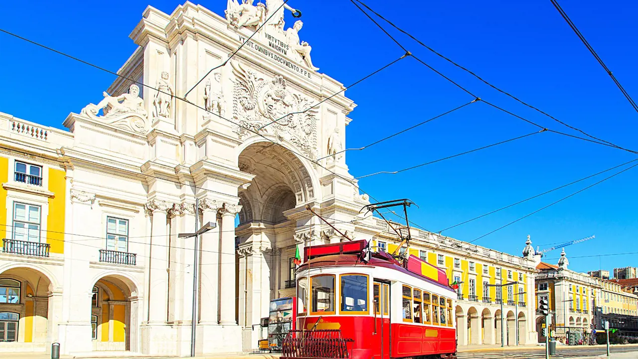 Sh 253030552 Tram Praca De Comercio In Lisbon, Portugal