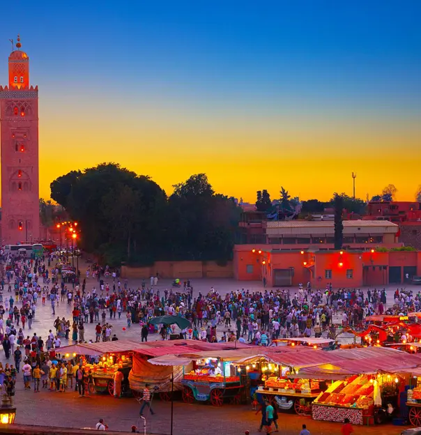 Sh 414437173 Jemaa El Fna Square Crowded At Dusk. Marrakesh, Morocco