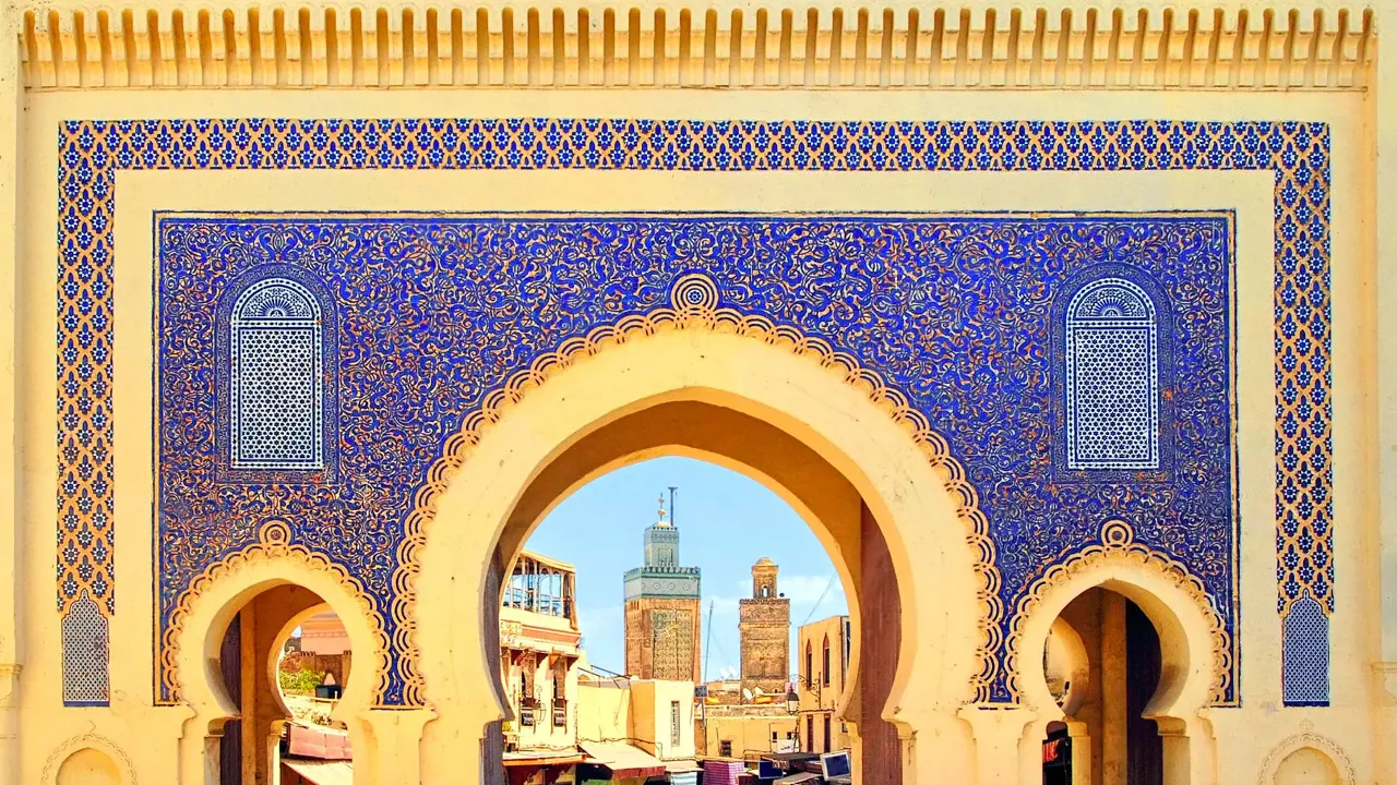 Sh 86579617 Detail Of Blue Gate Bab Boujelud In Fes, Morocco