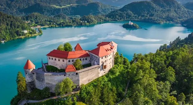 Bled Castle In Lake Bled Slovenia