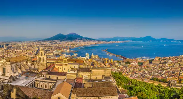 Naples and Mount Vesuvius in the distance