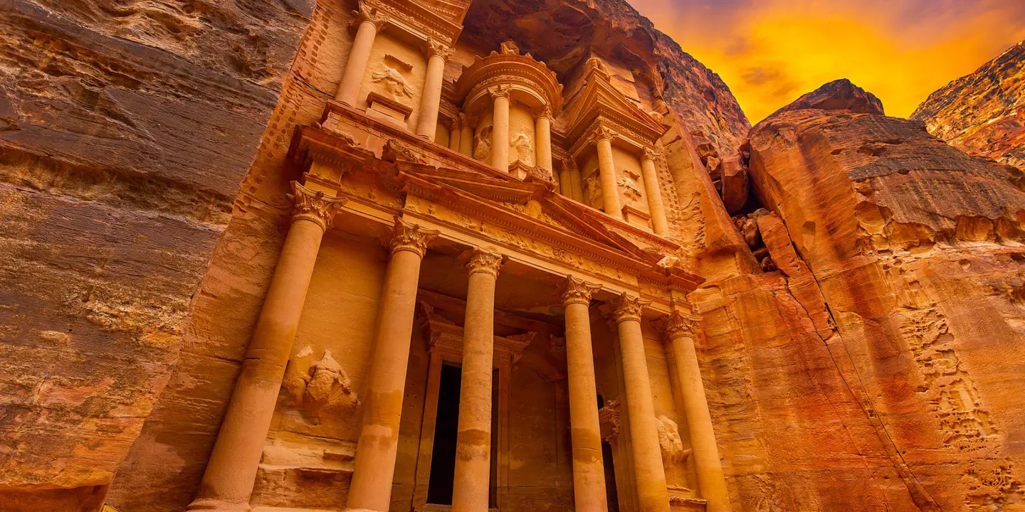  Frontal View Of The Treasury In Petra, Jordan