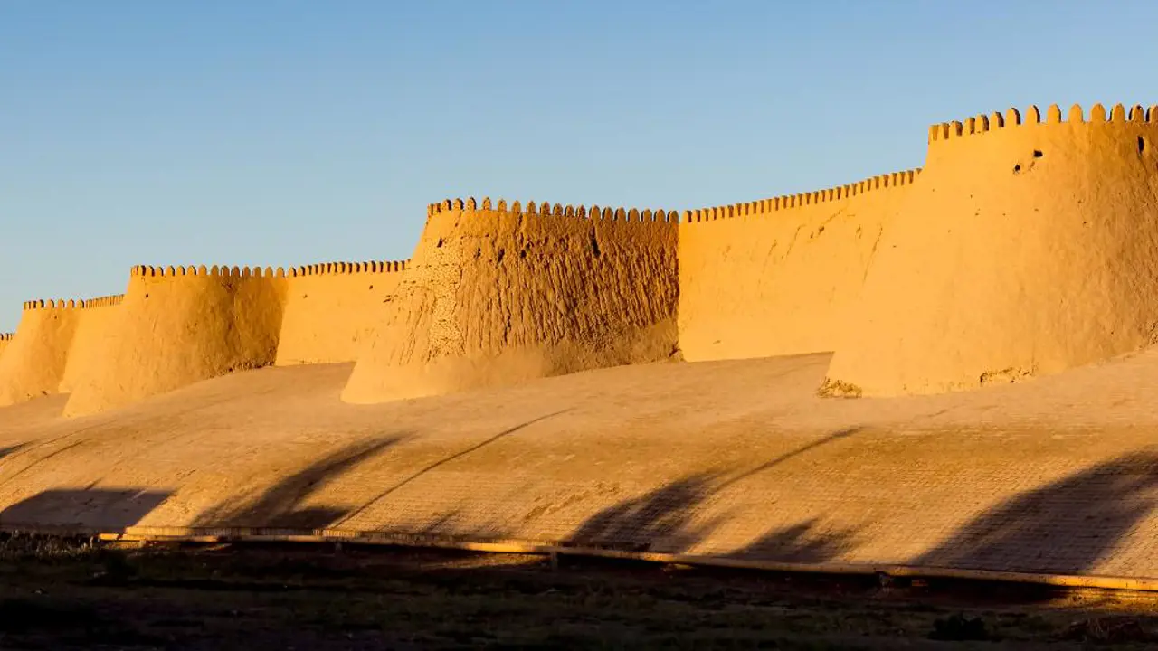 Sunset On City Wall Of Ichan Kala Khiva, Uzbekistan