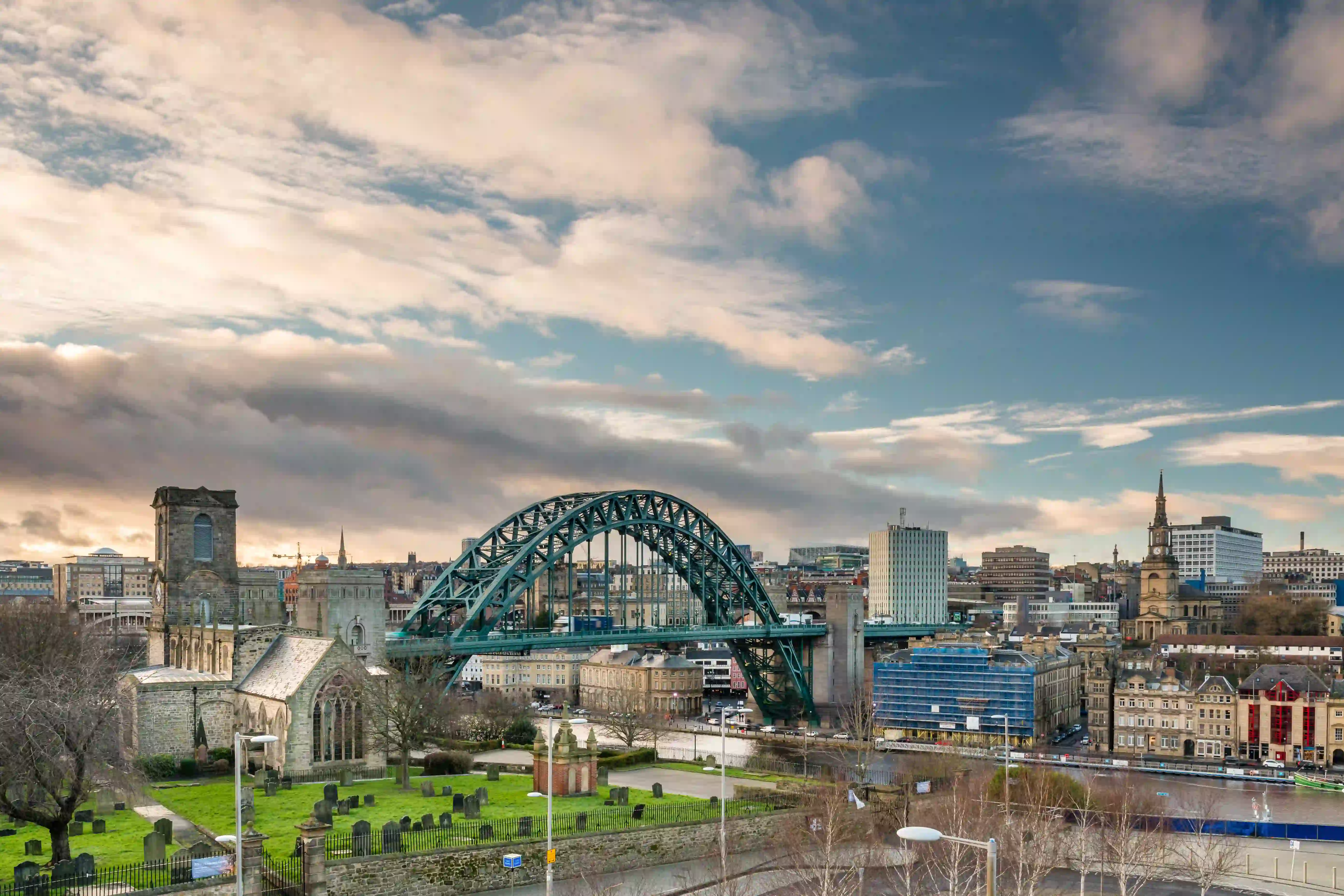 Newcastle Skyline / Newcastle skyline showing the iconic Tyne Bridge. St Mary's church to the left and All Saints Church on the right