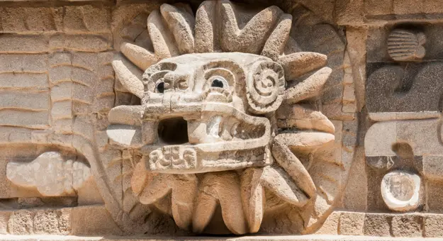 Gettyimages 468742122 Detail Of The Temple Of Quetzalcoatl Teotihuacan Mexico