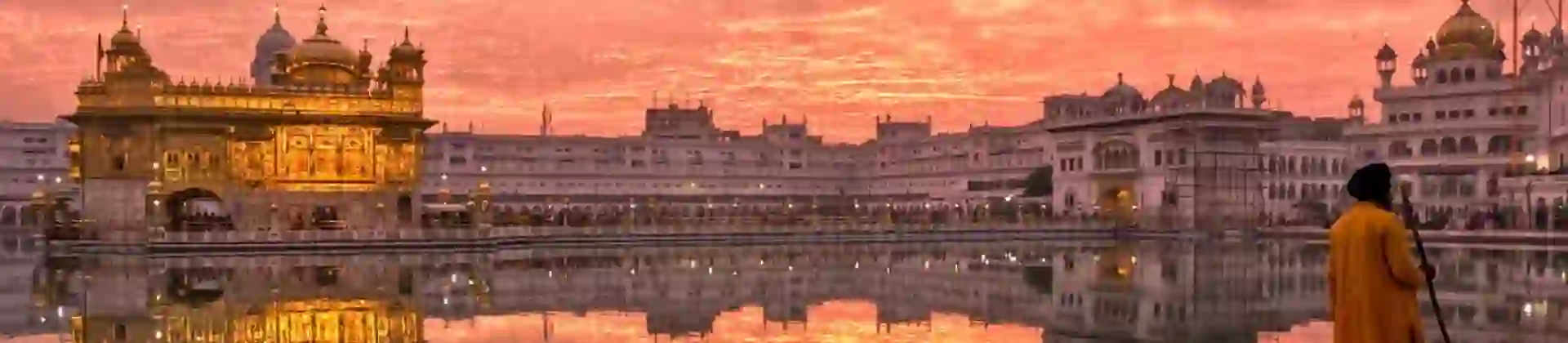 Sri Harmandir Sahib, the Golden Temple in Amritsar at golden hour