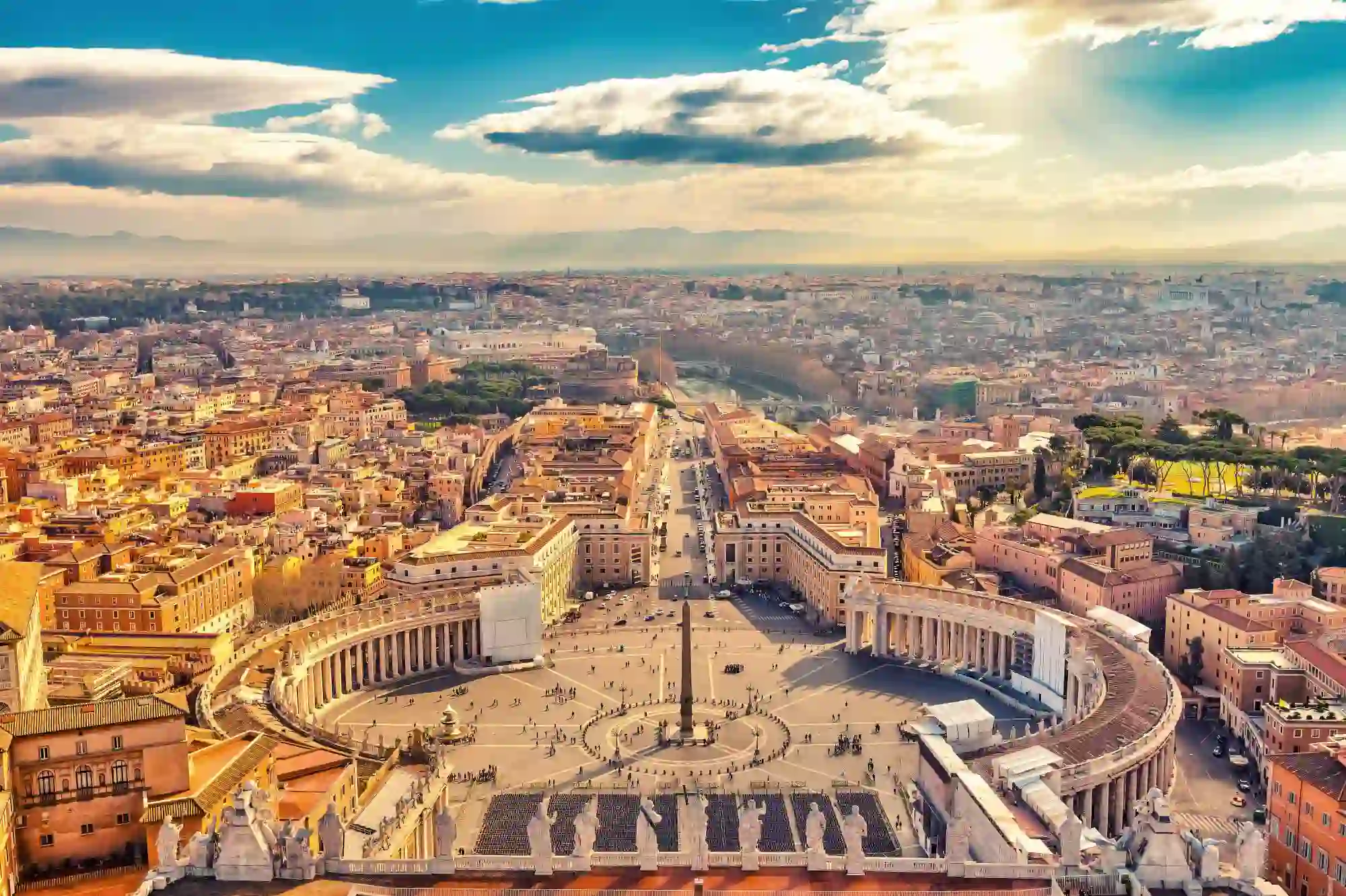 High angle view of St Peter's Square in Rome