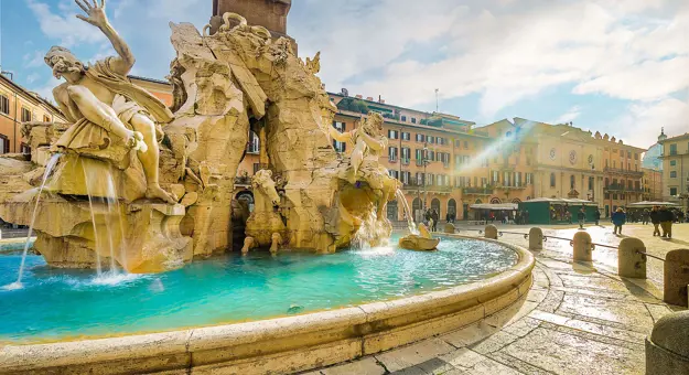 Fountain with satues on Piazza Navona, Rome