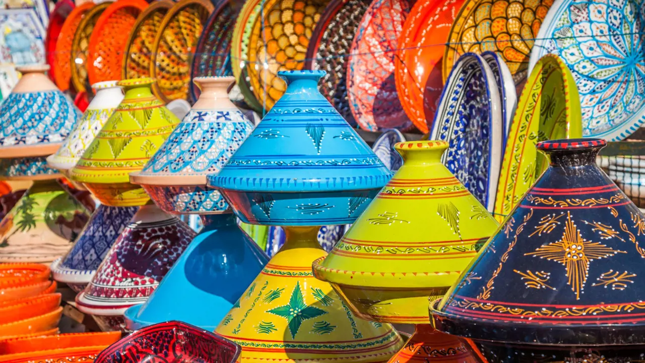 Sh 229767241 Tajines In The Market, Marrakesh, Morocco