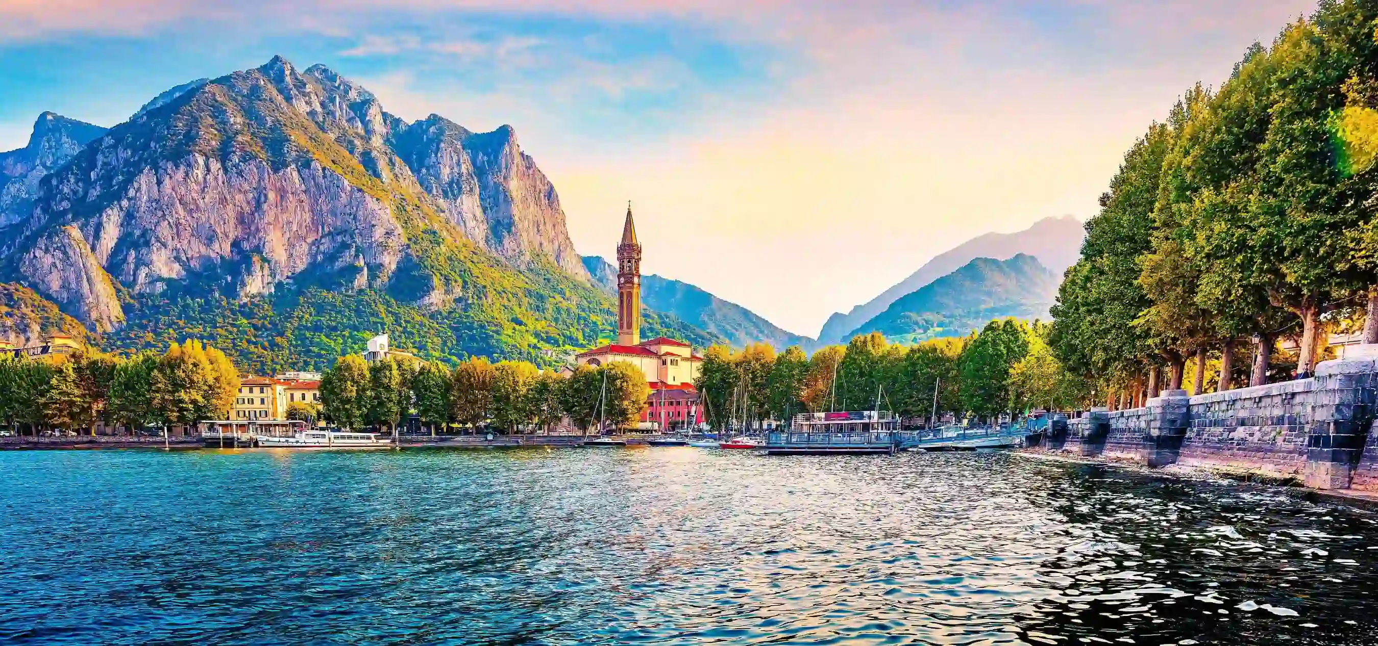 Lake Como Italy with mountains in the background