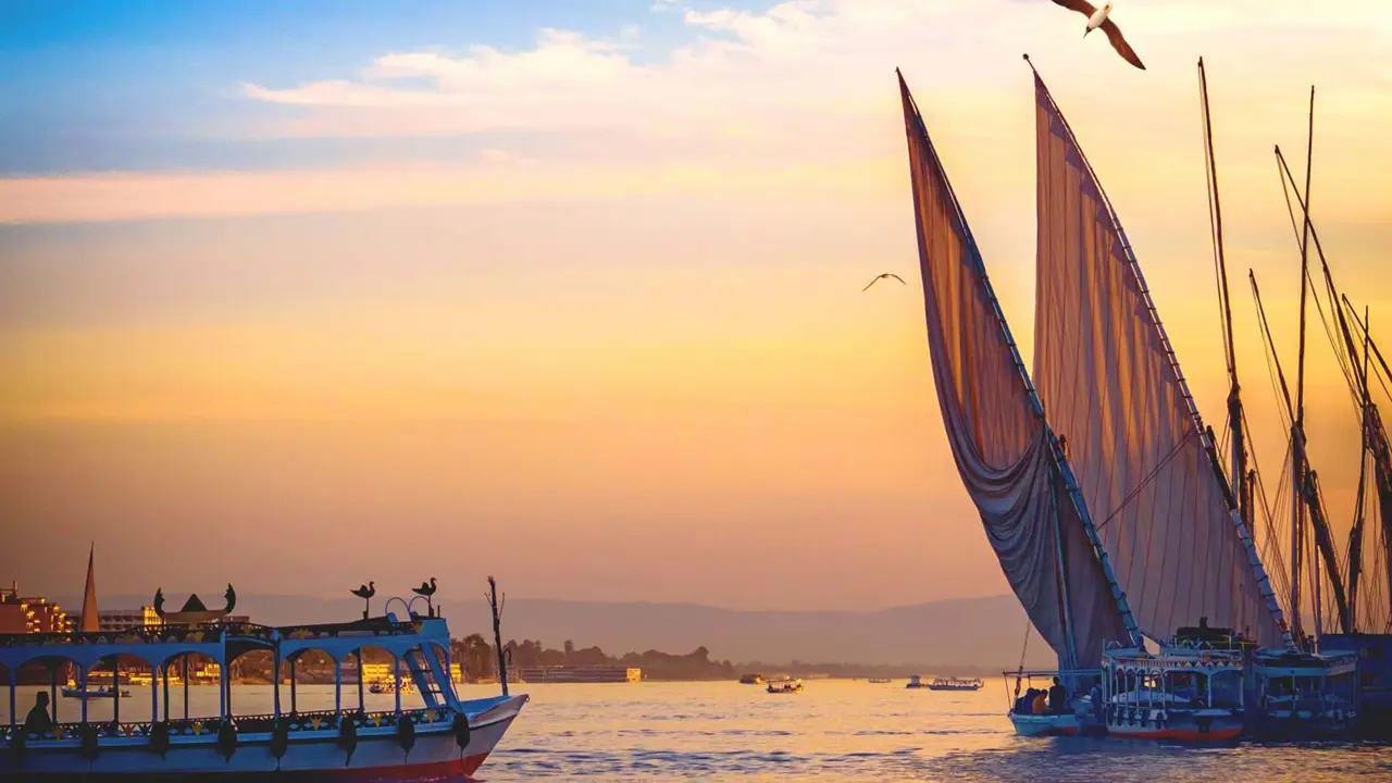 Feluccas At Sunset In Egypt