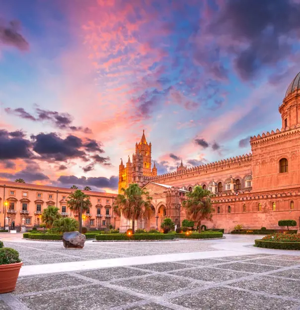 Palermo Cathedral at sunset