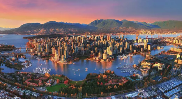 Aerial Sunset Vancouver