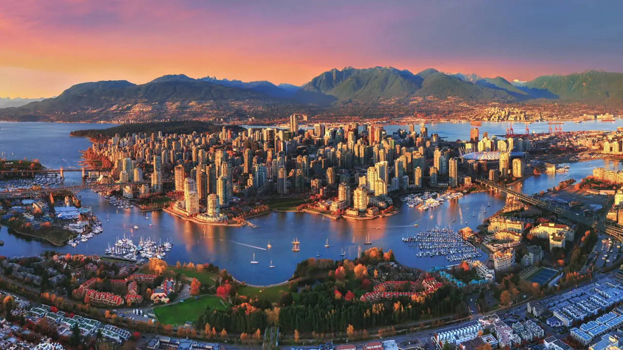 Aerial Sunset Vancouver