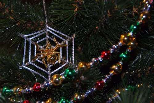 Spiders and cobwebs on the Christmas tree