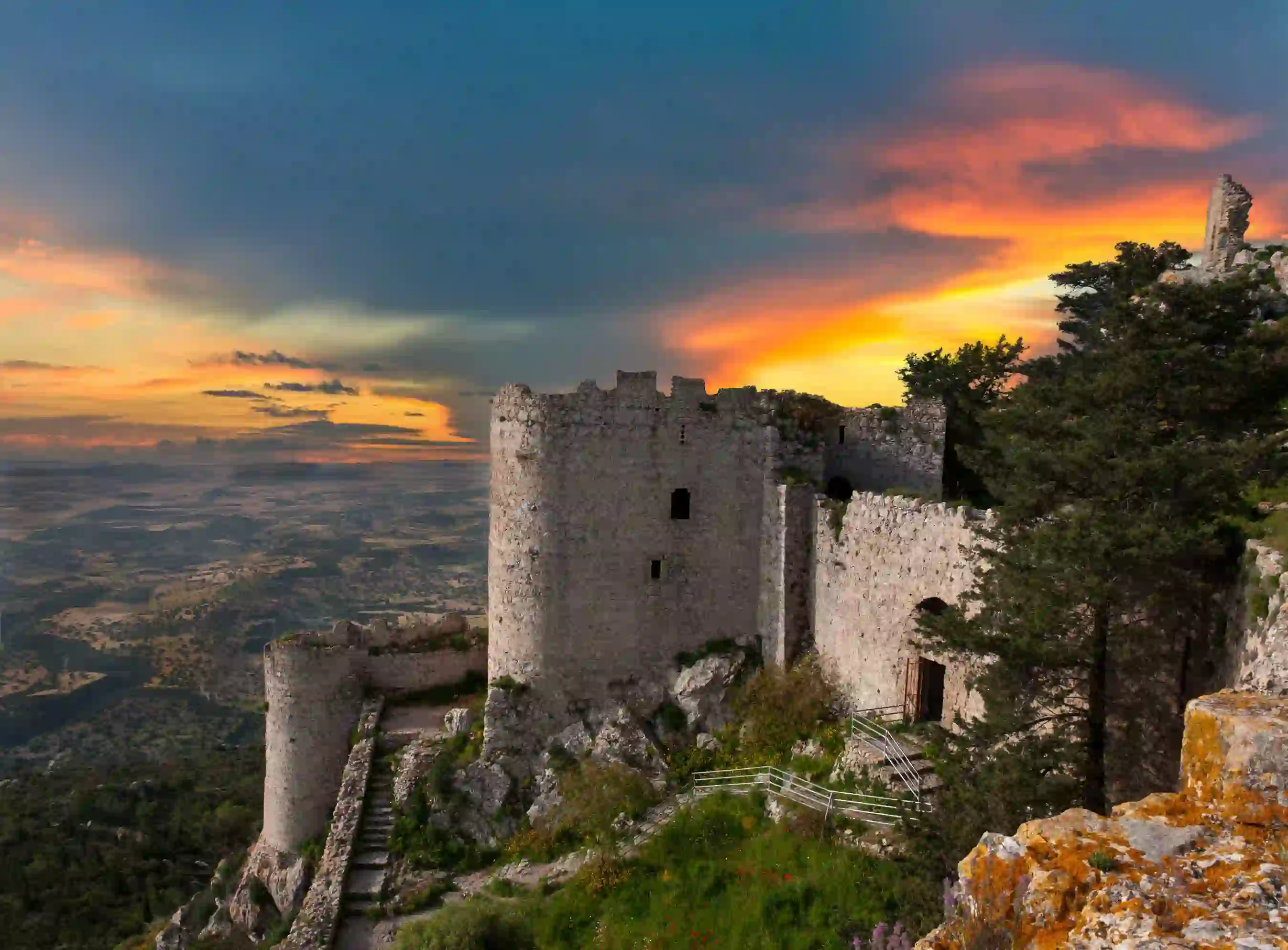 Sunset Over Kantara Castle In Northern Cyprus