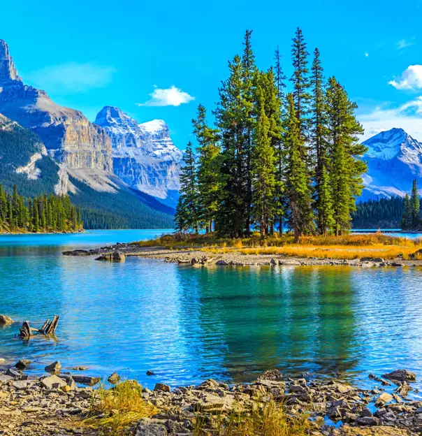 Spirit Island In Maligne Lake, Jasper National Park, Alberta, Canada