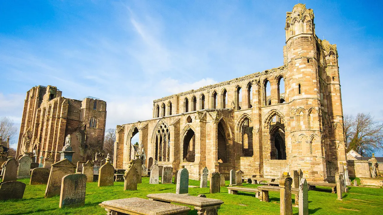 Shot of Elgin Cathedral on a sunny day