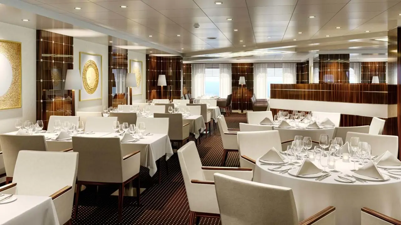 Dining room on board an Ambassador cruise ship