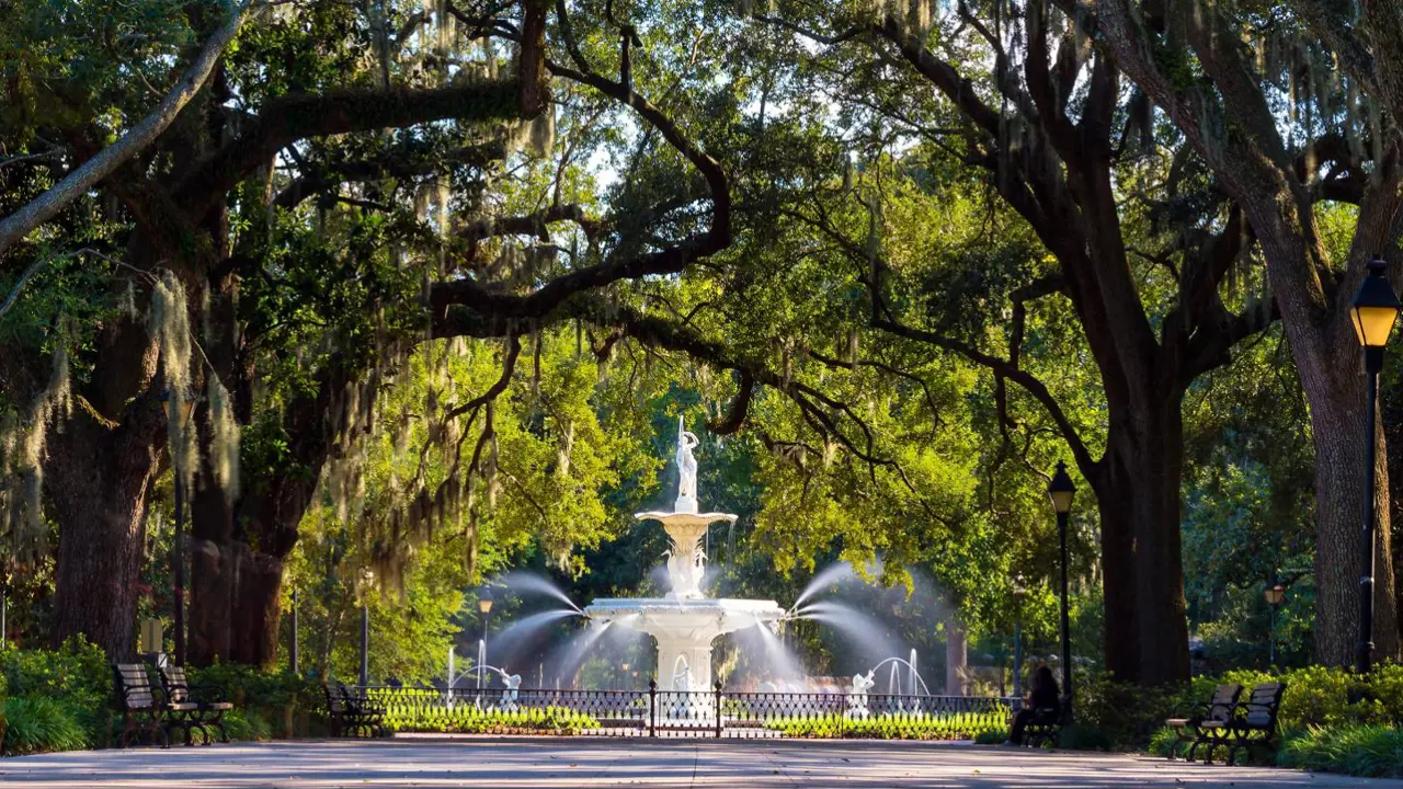 Sh 494206357 Forsyth Fountain In Savannah, Georgia USA