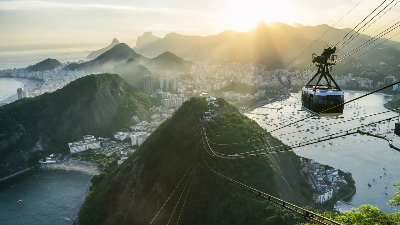 Misty view of Rio De Janeiro from Sugarloaf Mountain