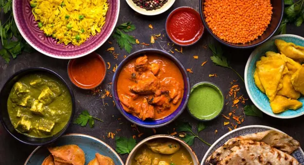 Selection of Indian dishes and appetisers